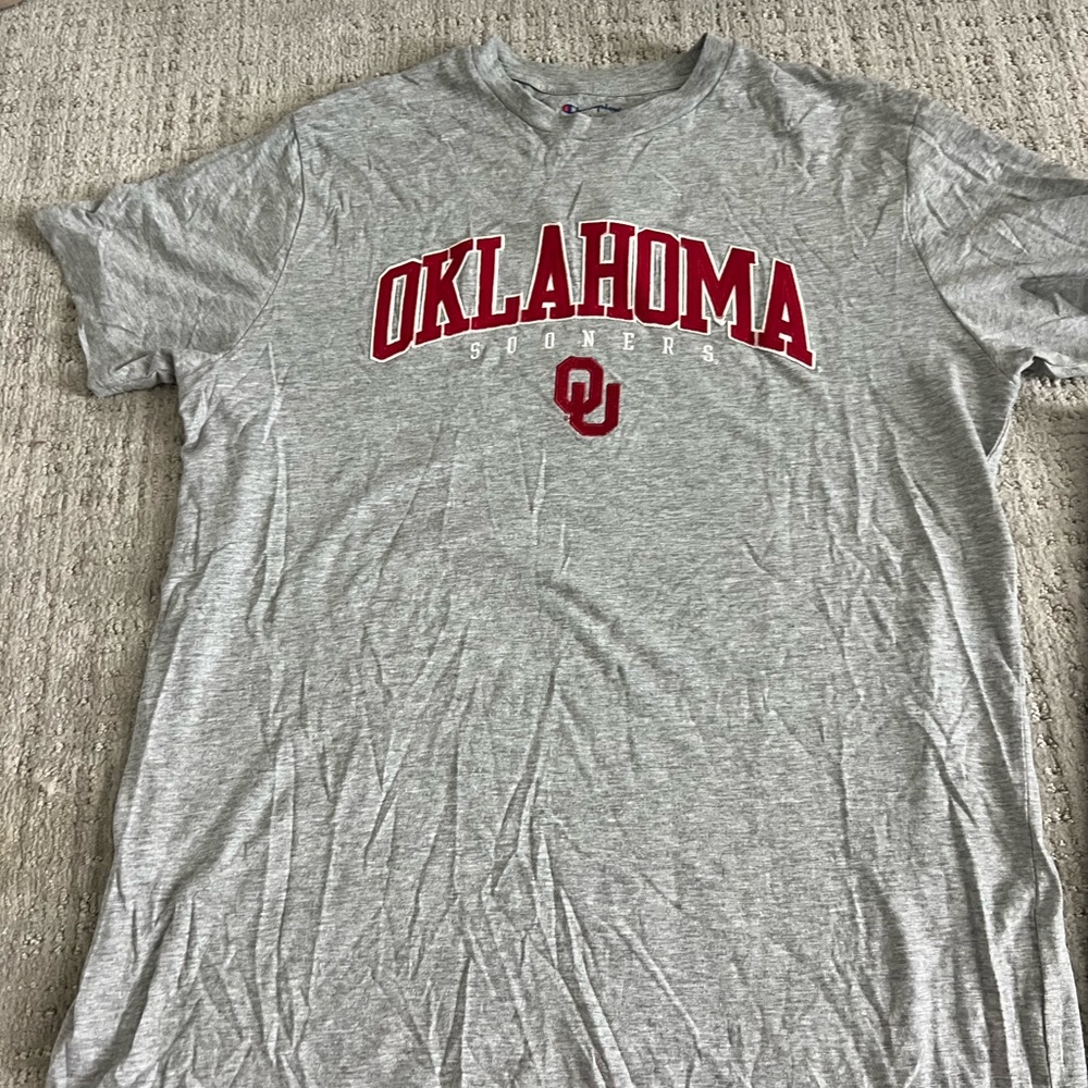 Gray and Red Short Sleeve Tee